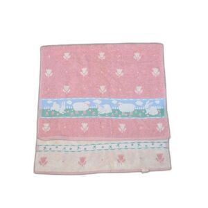 NOS Utica Bunny Sheep 25x48 Eng Rose 100% Cotton Vintage 90s Bath Farm Towel